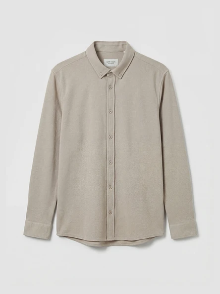 LCW Vision Bej Slim Fit Erkek Gömlek - Resim 5