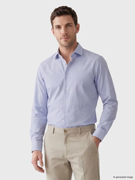 LCW BUSINESS Lacivert Slim Fit Ekose Erkek Gömlek ürün görseli 1