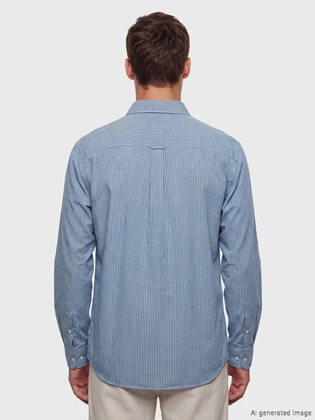 LCW Vision Mavi Regular Fit Ekose Erkek Gömlek - Resim 4