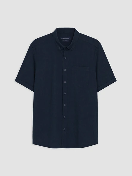 LCWAIKIKI Classic Lacivert Regular Fit Armürlü Erkek Gömlek ürün görseli 1