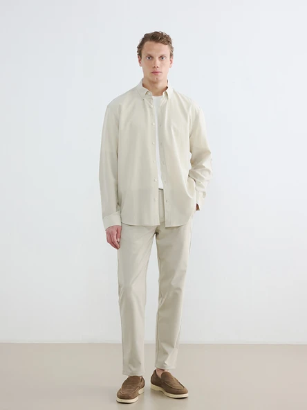 LCW Vision Bej Regular Fit Erkek Gömlek - Resim 2