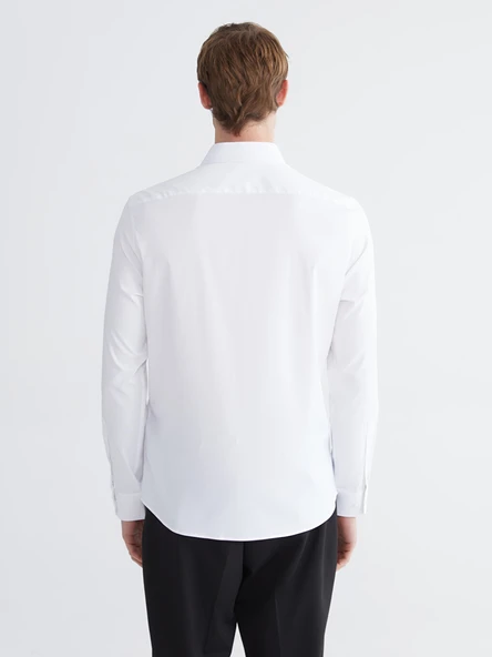 LCW BUSINESS Beyaz Slim Fit Armürlü Erkek Basic Gömlek - Resim 7