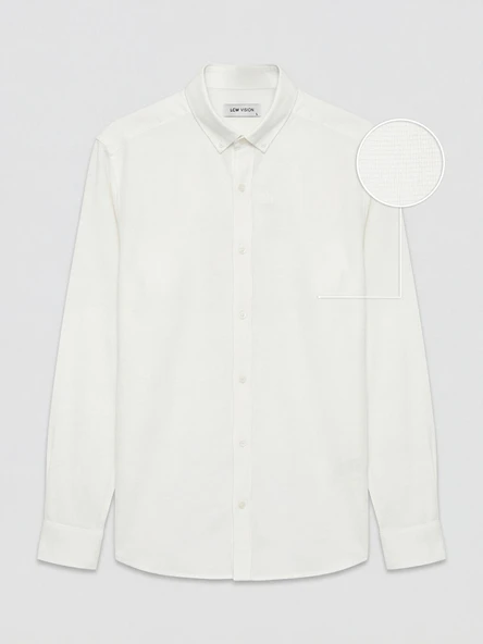 LCW Vision Beyaz Regular Fit Armürlü Erkek Basic Gömlek - Resim 5