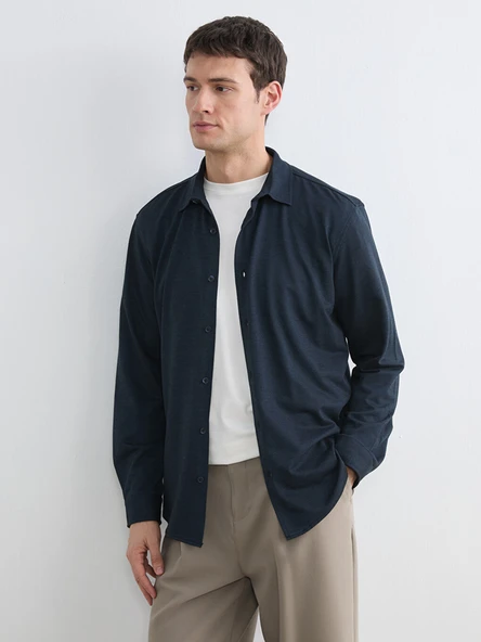 LCW Vision Lacivert Regular Fit Erkek Dokulu Gömlek ürün görseli 1
