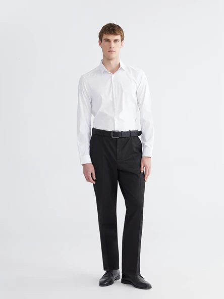 LCW BUSINESS Beyaz Slim Fit Armürlü Erkek Basic Gömlek - Resim 3
