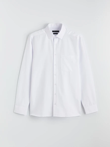 LCW BUSINESS Beyaz Regular Fit Armürlü Erkek Basic Gömlek - Resim 5
