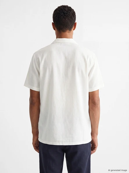 LCW Vision Beyaz Regular Fit Dokulu Erkek Basic Gömlek - Resim 4