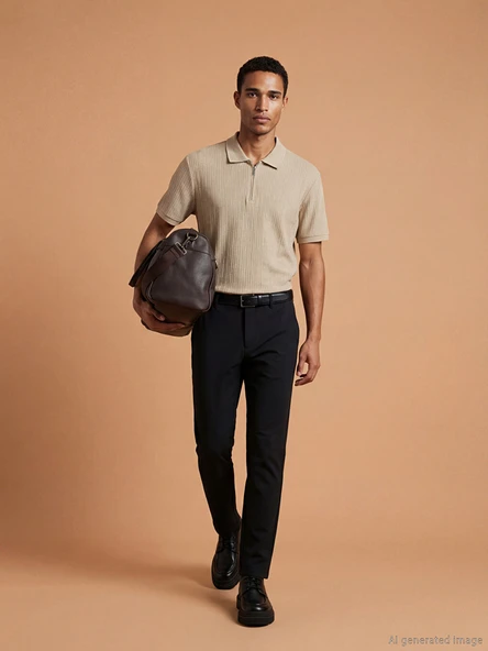 LCW Vision Siyah Slim Fit Gabardin Erkek Pantolon ürün görseli 1
