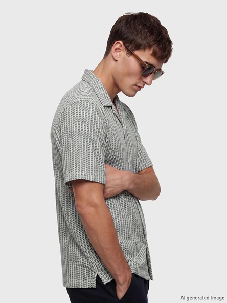 LCW Vision Beyaz Regular Fit Desenli Erkek Gömlek ürün görseli 1