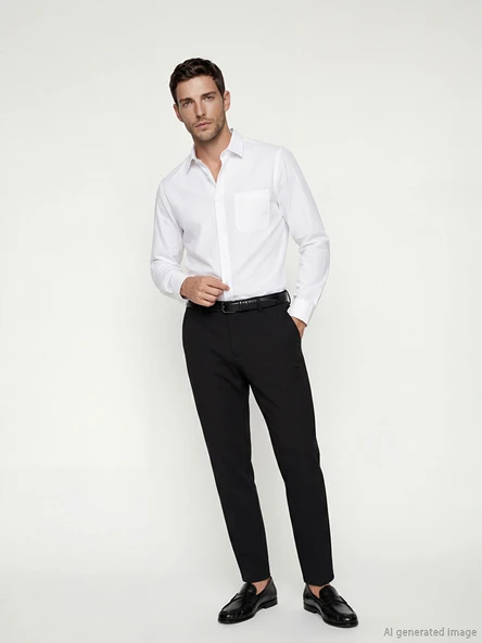 LCW BUSINESS Beyaz Regular Fit Erkek Basic Gömlek - Resim 2