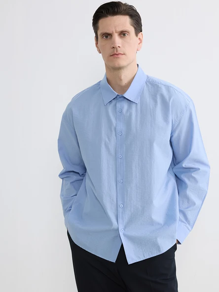 LCW Vision Mavi Regular Fit Poplin Erkek Gömlek ürün görseli 1
