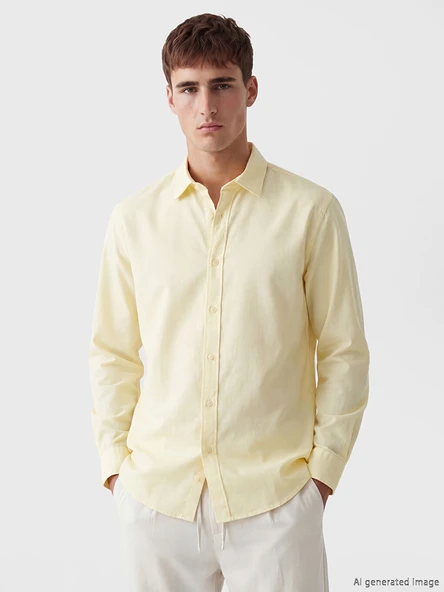 LCW Vision Sarı Regular Fit Erkek Gömlek ürün görseli 1