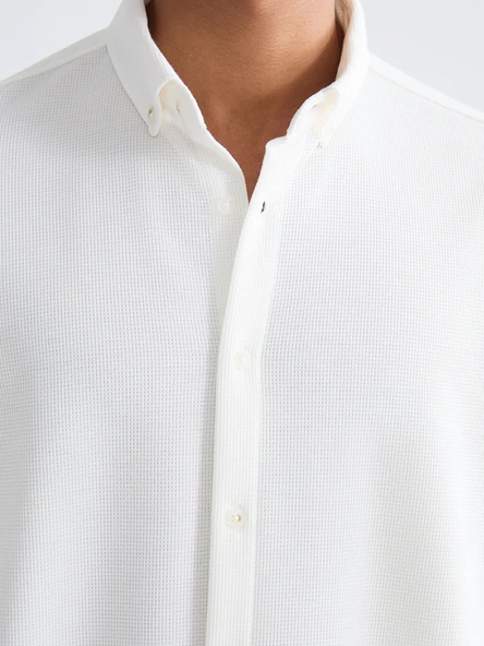 LCW Vision Beyaz Slim Fit Erkek Basic Gömlek - Resim 5