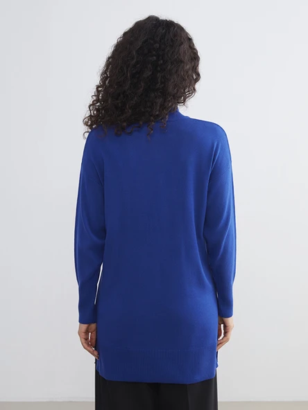 LCW Modest Mavi Dik Yaka Kadın Triko Tunik - Resim 5