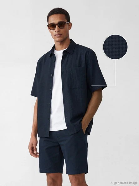 LCW Vision Lacivert Regular Fit Kareli Erkek Gömlek ürün görseli 1