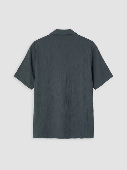 LCW Vision Yeşil Regular Fit Krinkle Erkek Gömlek - Resim 6