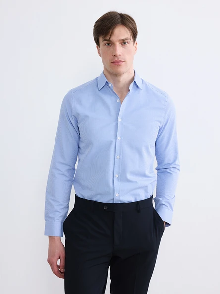 LCW BUSINESS Mavi Slim Fit Ekose Erkek Gömlek ürün görseli 1