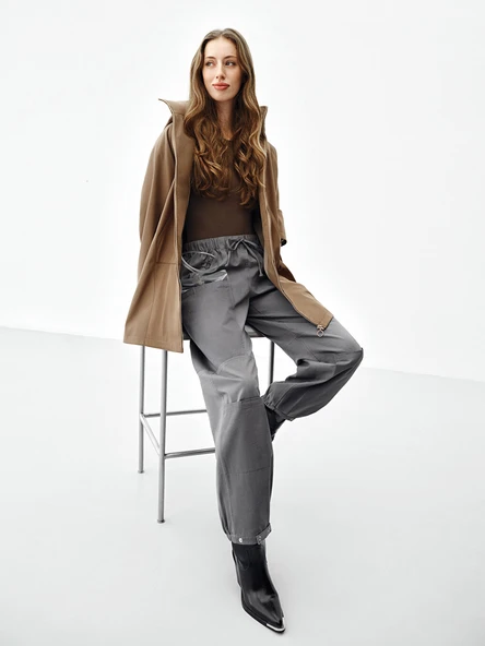 LCW Limitless Gri Fonksiyonel Cepli Loose Fit Kadın Pantolon ürün görseli 1
