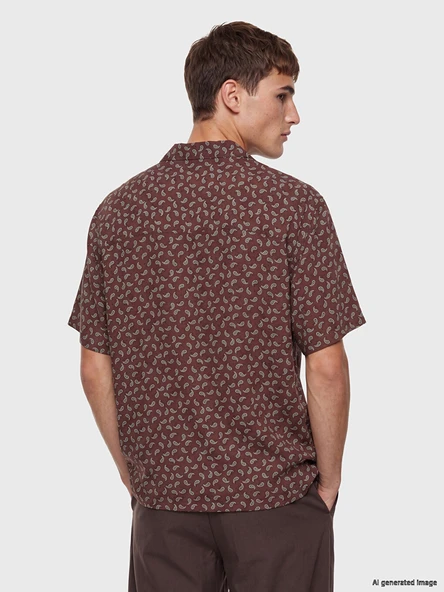 LCW Vision Bej Regular Fit Desenli Erkek Gömlek - Resim 4