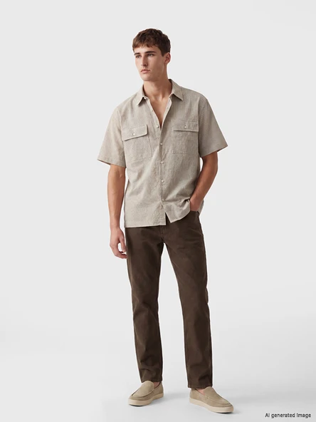 LCW Vision Bej Regular Fit Ekose Erkek Gömlek - Resim 2