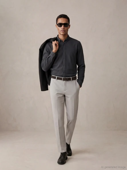 LCW Vision Antrasit Slim Fit Erkek Gömlek - Resim 2
