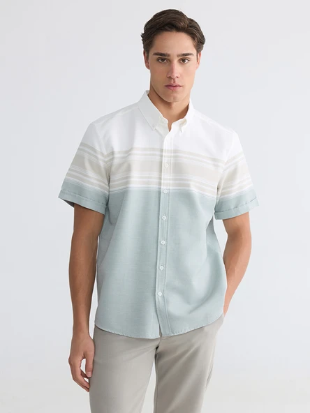 LCWAIKIKI Classic Bej Regular Fit Armürlü Erkek Gömlek ürün görseli 1
