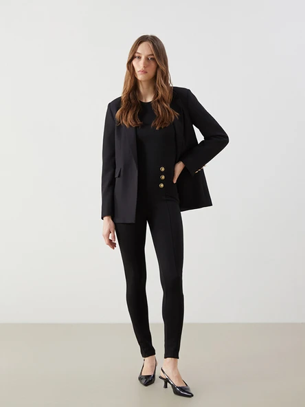 LCW Modest Siyah Beli Lastikli Dar Fit Kadın Pantolon ürün görseli 1