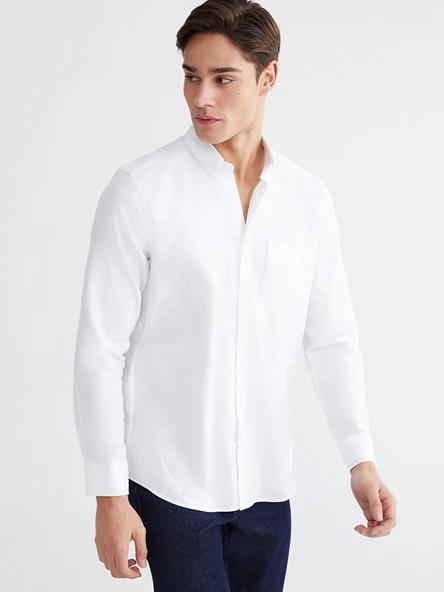 LCWAIKIKI Classic Beyaz Regular Fit Gabardin Erkek Basic Gömlek - Resim 2