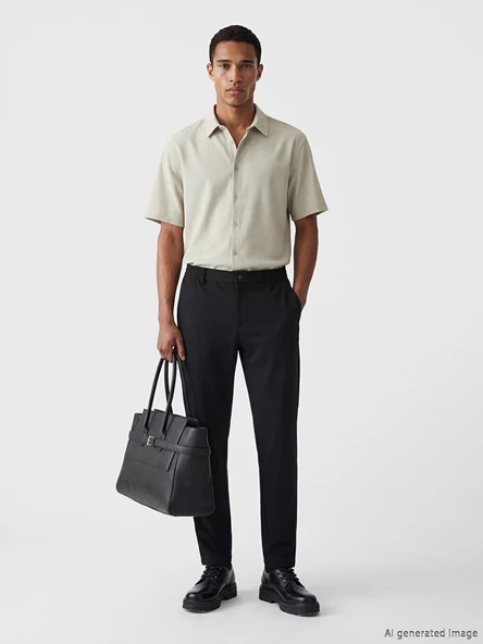LCW Vision Siyah Regular Fit Erkek Kumaş Pantolon ürün görseli 1
