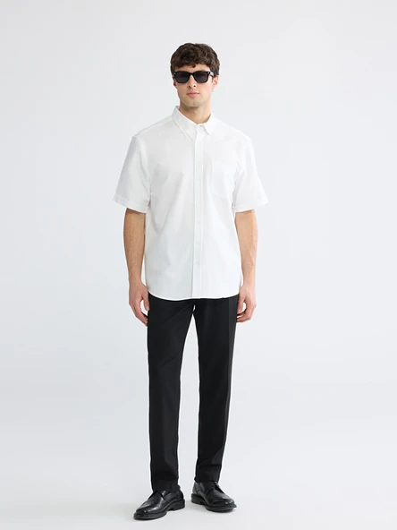 LCWAIKIKI Classic Beyaz Regular Fit Armürlü Erkek Basic Gömlek - Resim 2