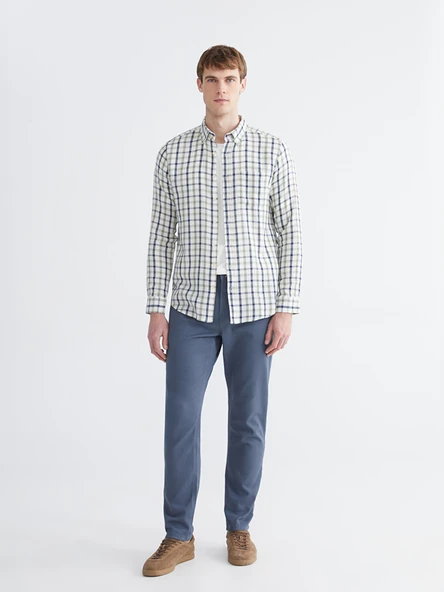 LCWAIKIKI Classic İndigo Slim Fit Gabardin Erkek Chino Pantolon ürün görseli 1