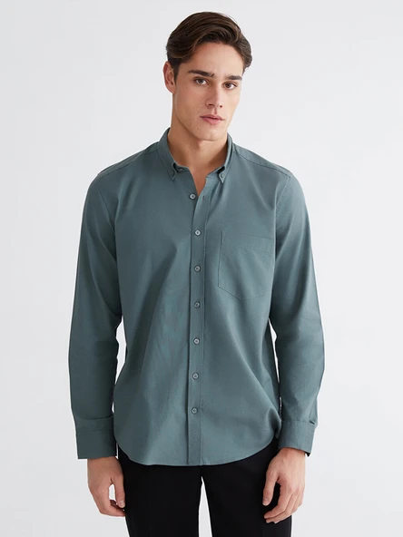 LCWAIKIKI Classic Yeşil Regular Fit Oxford Erkek Gömlek ürün görseli 1