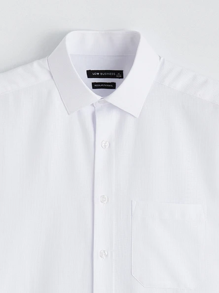 LCW BUSINESS Beyaz Regular Fit Armürlü Erkek Basic Gömlek - Resim 6