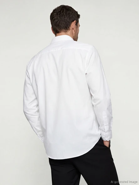 LCW BUSINESS Beyaz Regular Fit Erkek Basic Gömlek - Resim 4