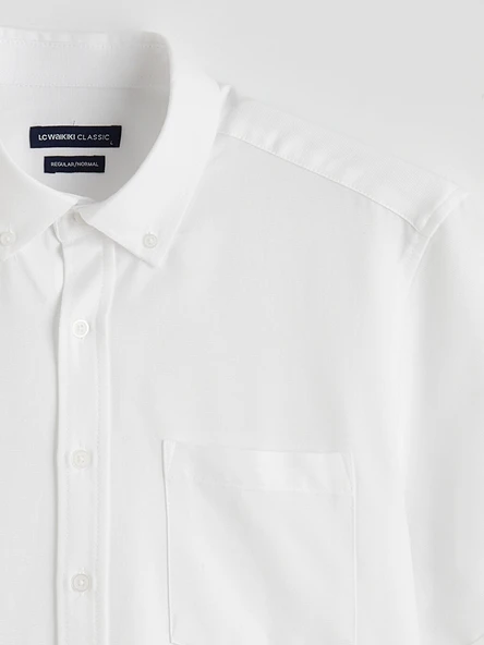 LCWAIKIKI Classic Beyaz Regular Fit Armürlü Erkek Basic Gömlek - Resim 6