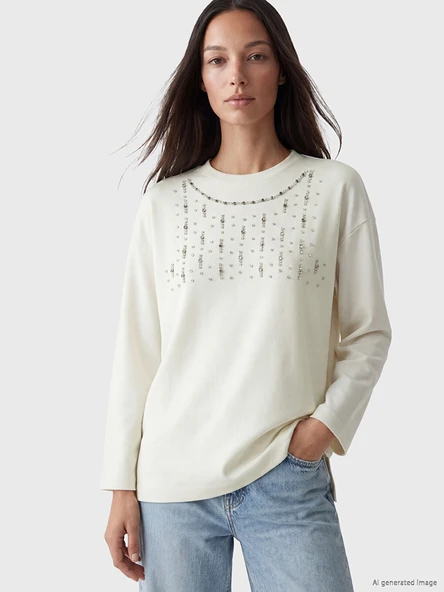 LCW EVERYDAY Bej Taşlı Soft Touch Kadın Tunik ürün görseli 1