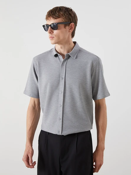 LCW Vision Gri Slim Fit Erkek Gömlek ürün görseli 1