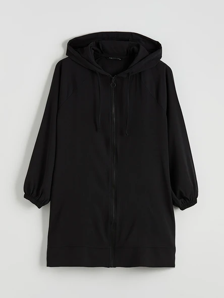 LCW Modest Siyah Kapüşonlu Oversize Kadın Tunik - Resim 6