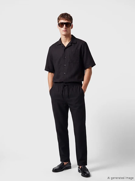 LCW Vision Siyah Regular Fit Keten Görünümlü Erkek Pantolon ürün görseli 1