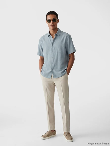 LCW Vision Mavi Regular Fit Erkek Gömlek - Resim 2