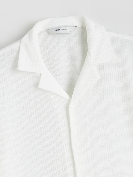 LCW Vision Beyaz Regular Fit Erkek Basic Gömlek - Resim 6