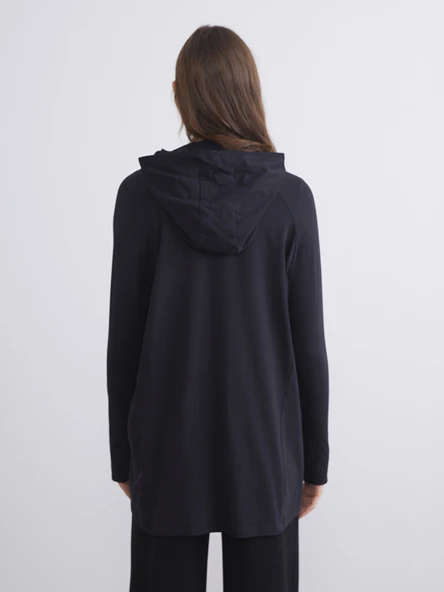 LCW Modest Siyah Kapüşonlu Kadın Tunik - Resim 4