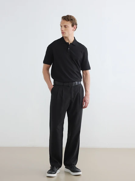 LCW Vision Siyah Regular Fit Gabardin Erkek Pileli Pantolon ürün görseli 1