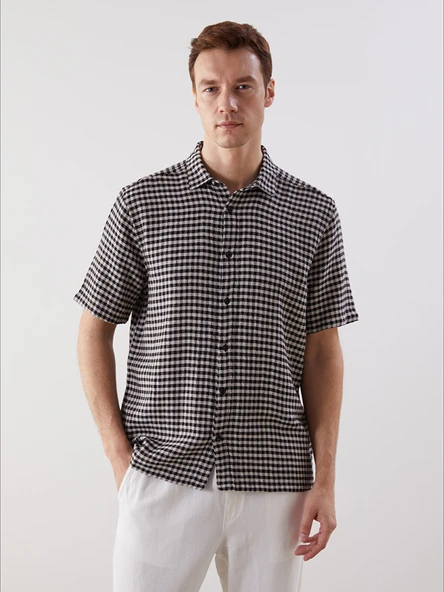 LCW Vision Siyah Regular Fit Ekose Erkek Gömlek ürün görseli 1