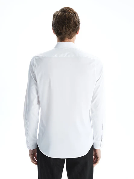 LCW BUSINESS Beyaz Slim Fit Armürlü Erkek Basic Gömlek - Resim 8