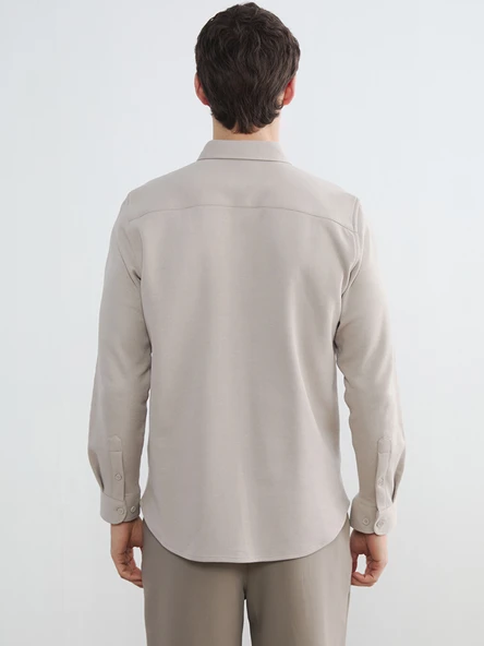 LCW Vision Bej Slim Fit Erkek Gömlek - Resim 4