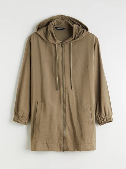LCW Modest Haki Kapüşonlu Oversize Kadın Tunik - Resim 6