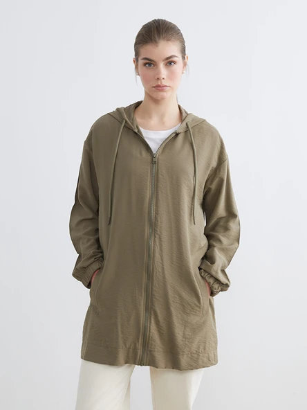 LCW Modest Haki Kapüşonlu Oversize Kadın Tunik ürün görseli 1
