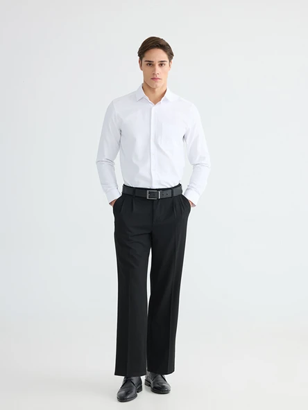 LCW BUSINESS Beyaz Regular Fit Armürlü Erkek Basic Gömlek - Resim 2
