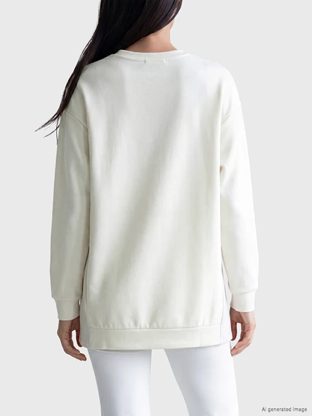 LCW EVERYDAY Bej Oversize Soft Touch Kadın Tunik - Resim 7